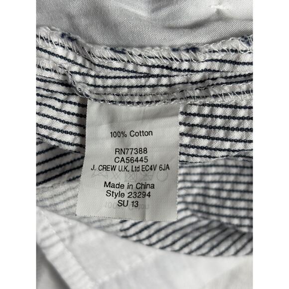 J Crew Seersucker Mini Skirt Womens Size 6 Sailor Button Accent Pocket Cotton - Picture 4 of 7